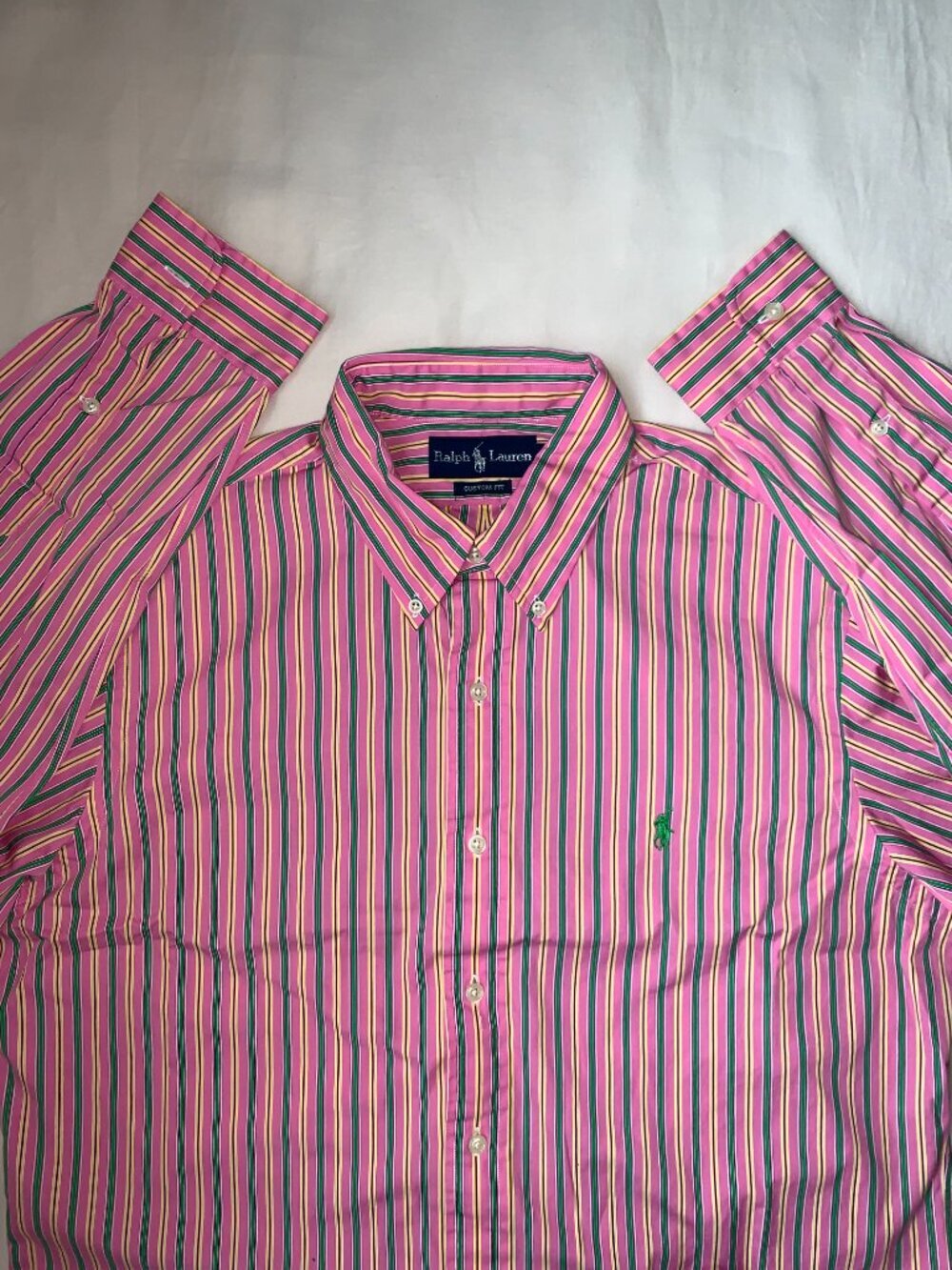 Ralph Lauren Stripe Button Down Shirt Men's size L Custom Fit Vintage - Picture 9 of 11
